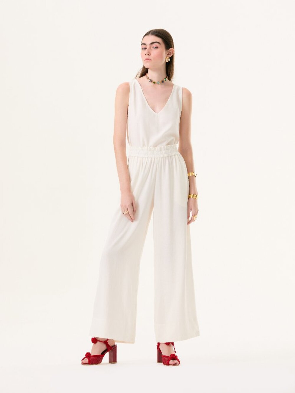 Linen blend wide leg pants